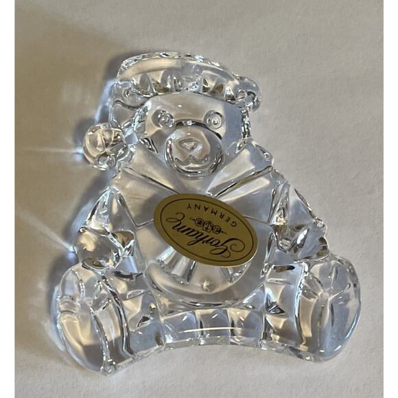 GORHAM Lead Crystal Teddy Bear Christmas Holiday Ornament Vintage Germany NOB - Picture 5 of 9
